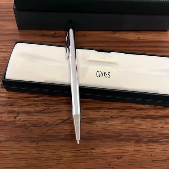 NIB Cross Silver Refillable Black Ballpoint Pen - Picture 2 of 5